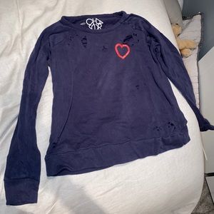 Chaser ripped navy long sleeve